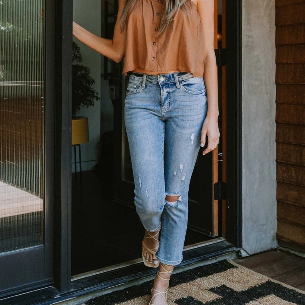 *NEW* Vervet by Flying Monkey Mid-Rise Crop Slim Straight Jeans